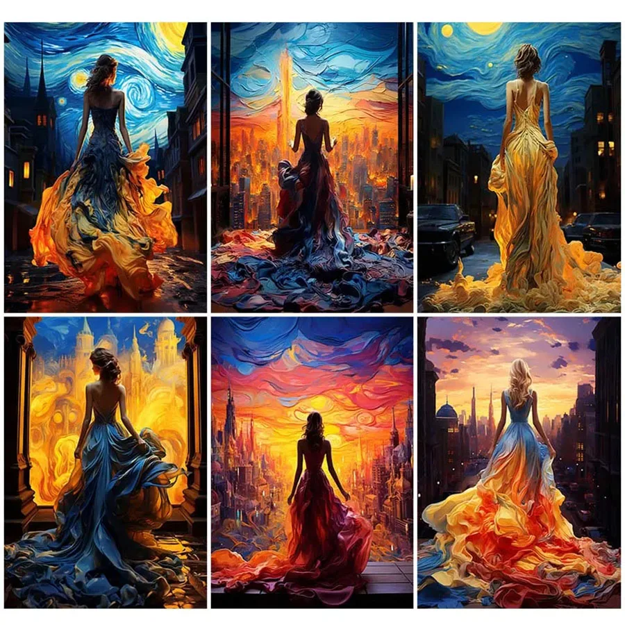 Van Gogh Woman Back DIY Diamond Painting 5D 2023 New Collection Full Diamond Mosaic Cross Stitch Kits Rhinestone Art Decor Home