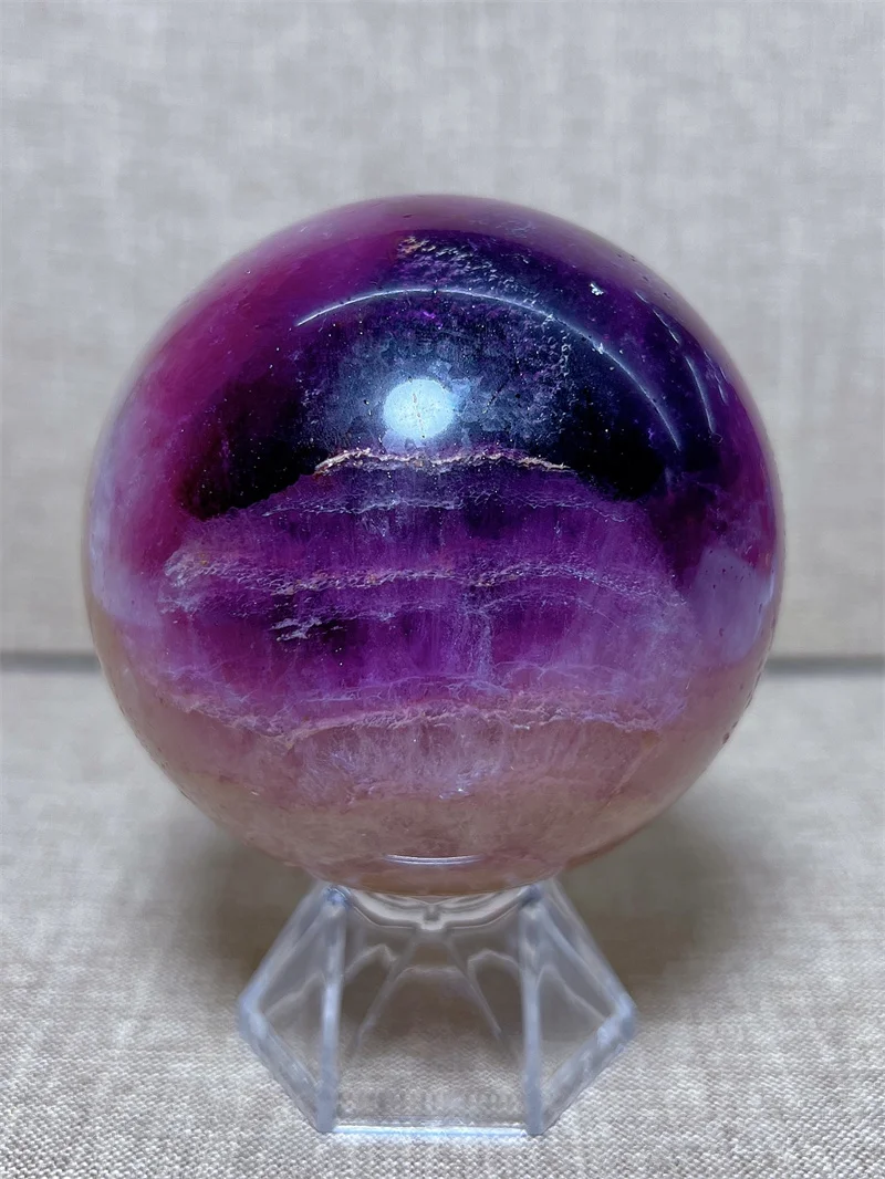 

Natura Crystal Purple Pink Fluorite SPhere With Rain Bow Free Form Carving Reiki Healing Stone Home Decoration Exquisite Gift