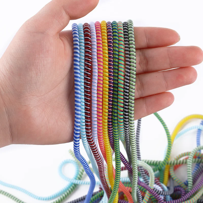 1.4M Cable Cord Protector Organizer Cord Spiral Winder Wrap Data Charger Protector For iphone Samsung USB Charger Cable Cord