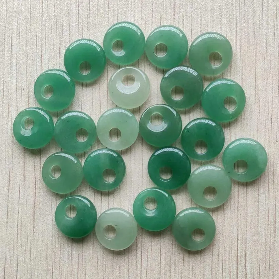 Gogo Donut charms natural  stone mix  pendants beads 18mm for earrings necklaces jewelry making Wholesale 12pcs fast shipping