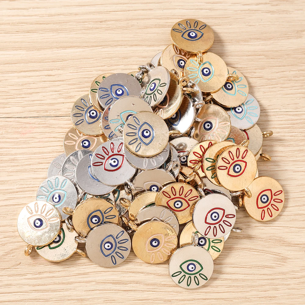 Tusember 10pcs 18x22mm Alloy Enamel Turkish Blue Evil Eye Charms for Pendants Earring Bracelet Jewelry Making DIY Accessories