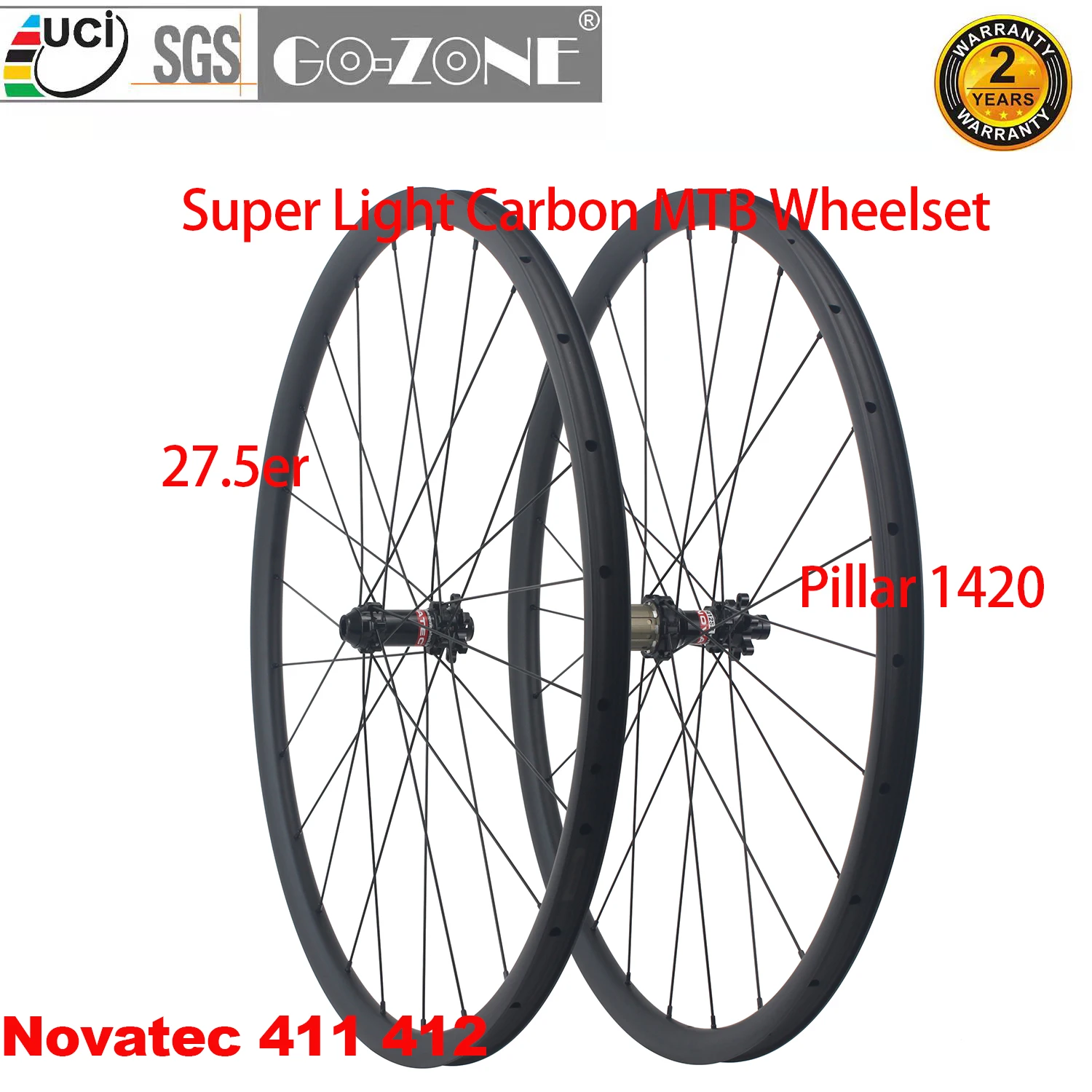 27.5er MTB Wheels Carbon Super Light Disc Brake Tubeless Straight Pull Novatec 411 412 27.5er Ultra Light Carbon MTB Wheels