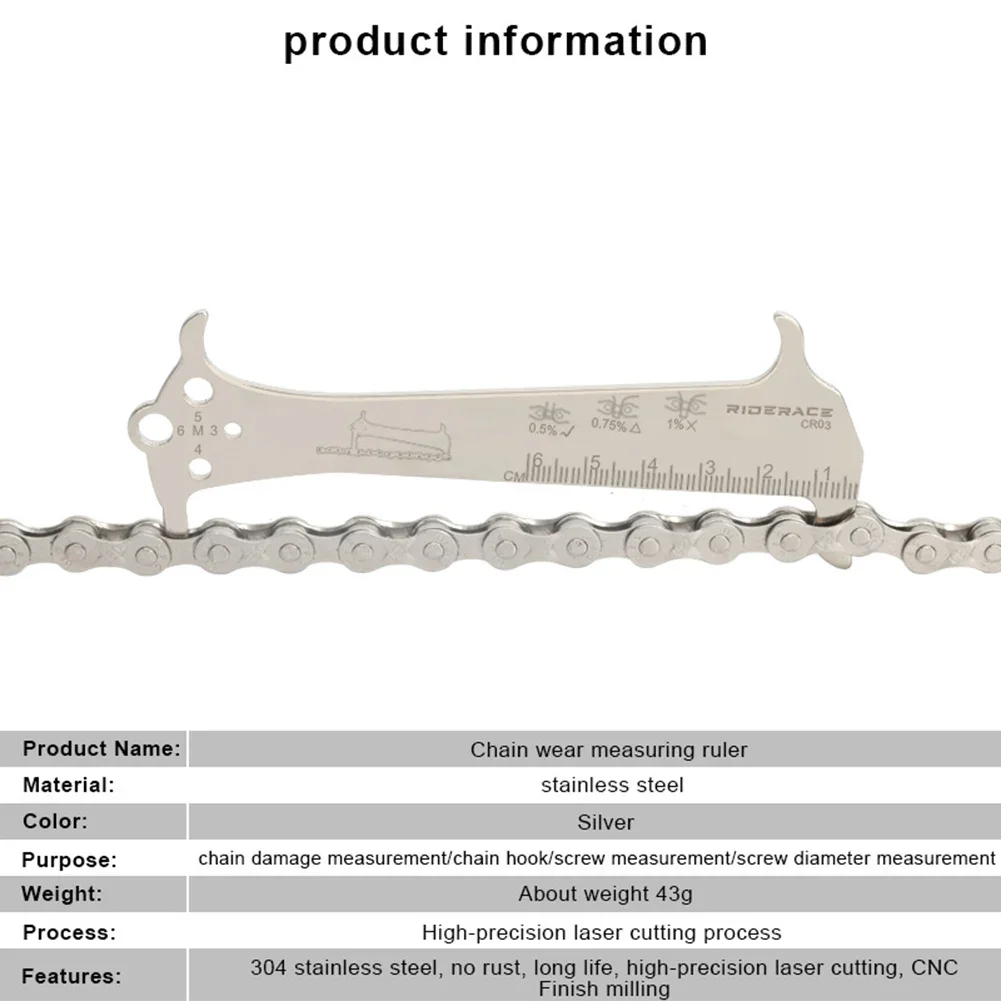 

Bike Repair Tool Chain Checke Ruler Chain Checking Cycling Replacement Gauge Indicator Measuring Ruler High Quality For Bicycle