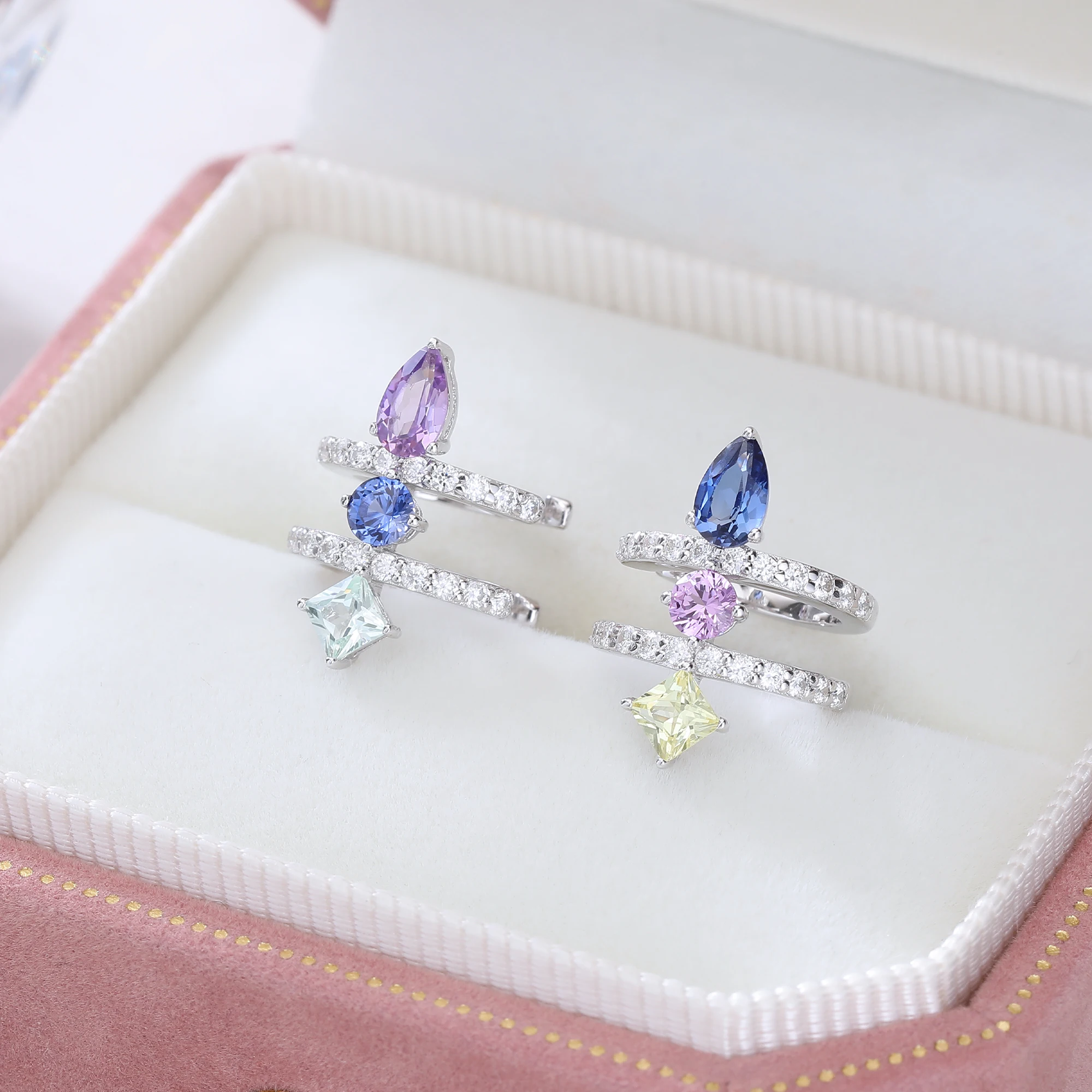 S925 Silver Lab-Grown Gemstone Multiple Colors earrings for women gift jewelry