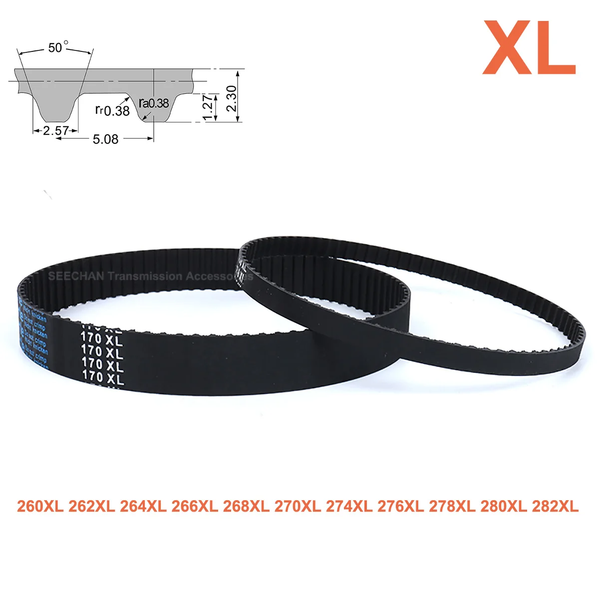 XL Rubber Timing Belt Width 10/12.7mm Closed Synchronous Belt 260XL 262XL 264XL 266XL 268XL 270XL 274XL 276XL 278XL 280XL 282XL