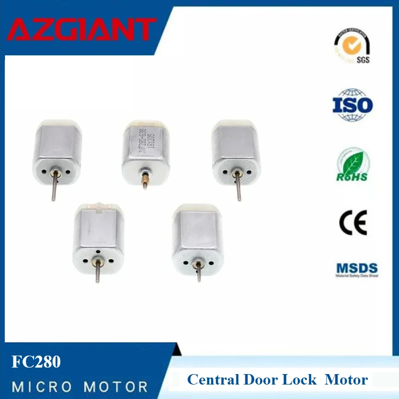 AZGIANT 1pc 10/20mm Round /D Cut Micro DC Motor FC280 Car Central Door Lock Engine Motor for Toyota Lexus Honda Civic