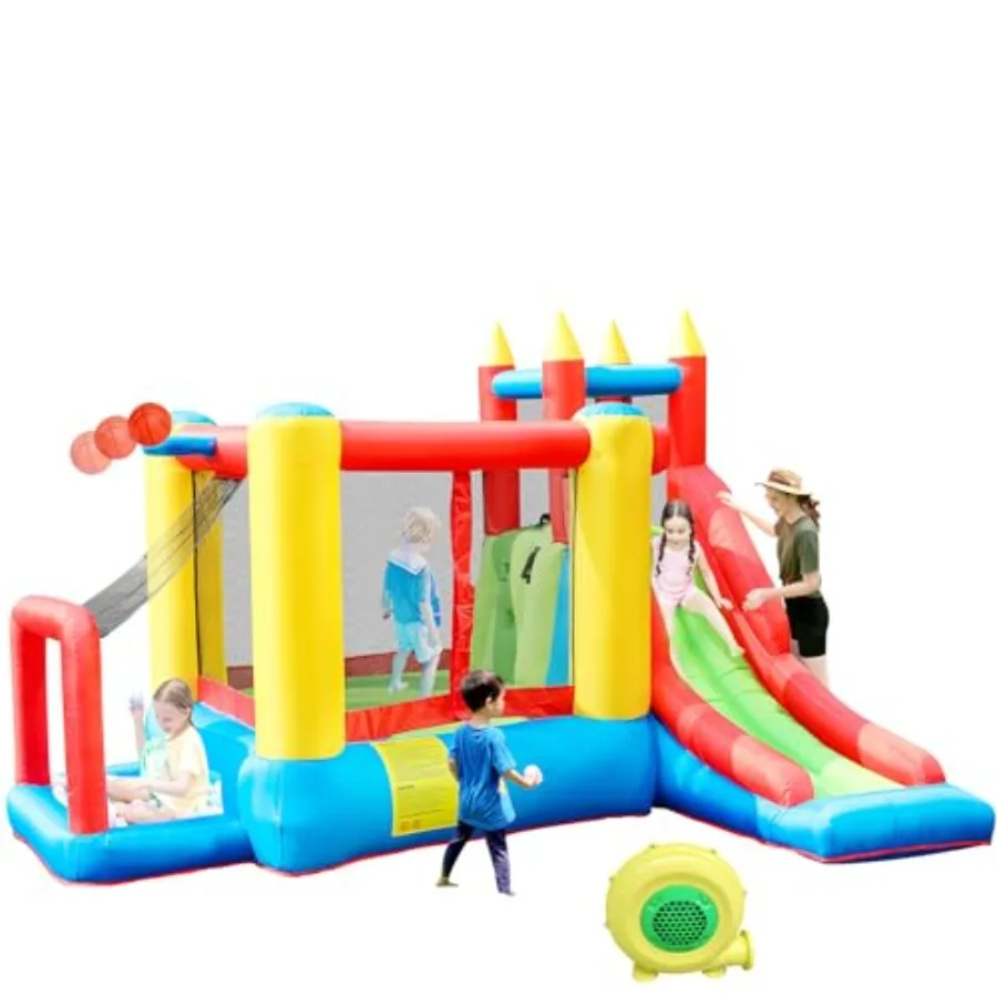 บ้านลมสำหรับเด็กเล็กในร่ม บ้านลมเป่าลมพร้อมสไลเดอร์ ปราสาทลมพร้อมเครื่องเป่าลม