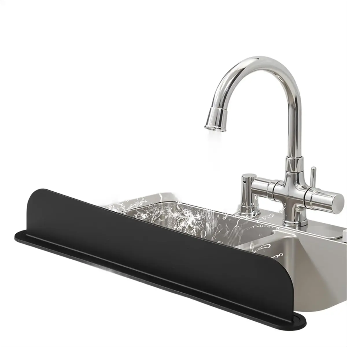 19.29 Inch Sink Water Splash Guard, Silicone Sink Splash Guard, Backsplash Protector for Kitchen Countertop