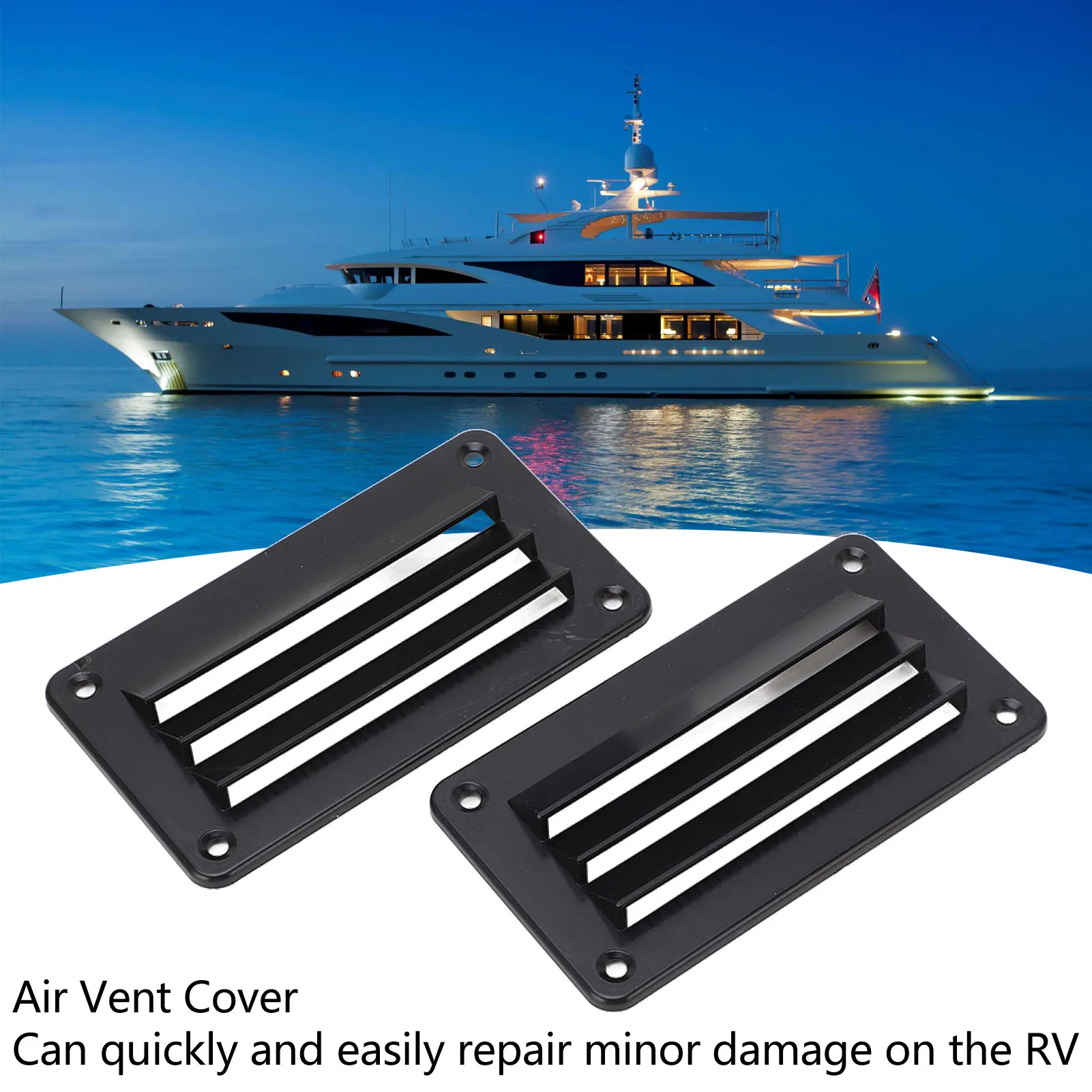 2pcs ABS RV Air Vent Louver Professional Bathroom Ventilation Outlet Grille for Boat Yacht Home White Black Color Optional
