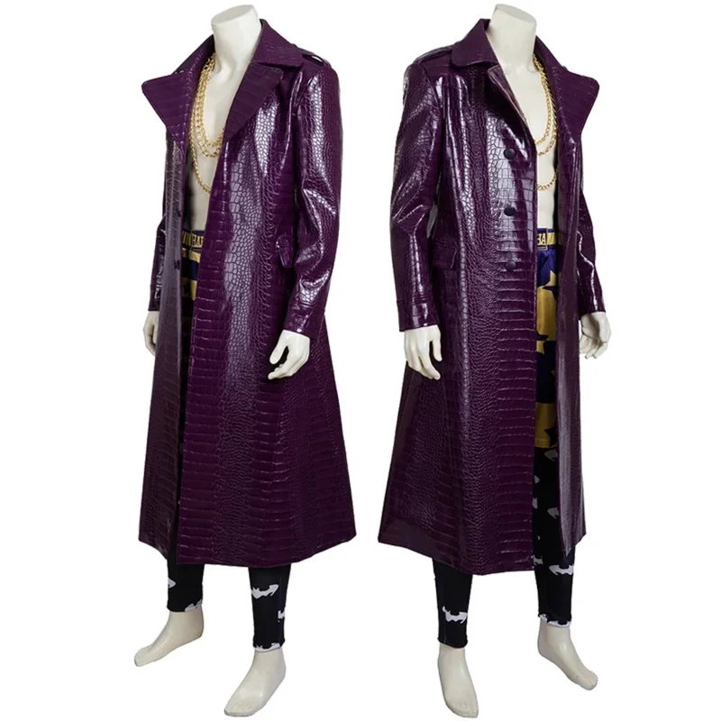 2025 New Gotham City The Joker Cosplay Costume Halloween Carnival The Clown Outfit With Purple Jacket Men Suit With Golden N ☆ ☆