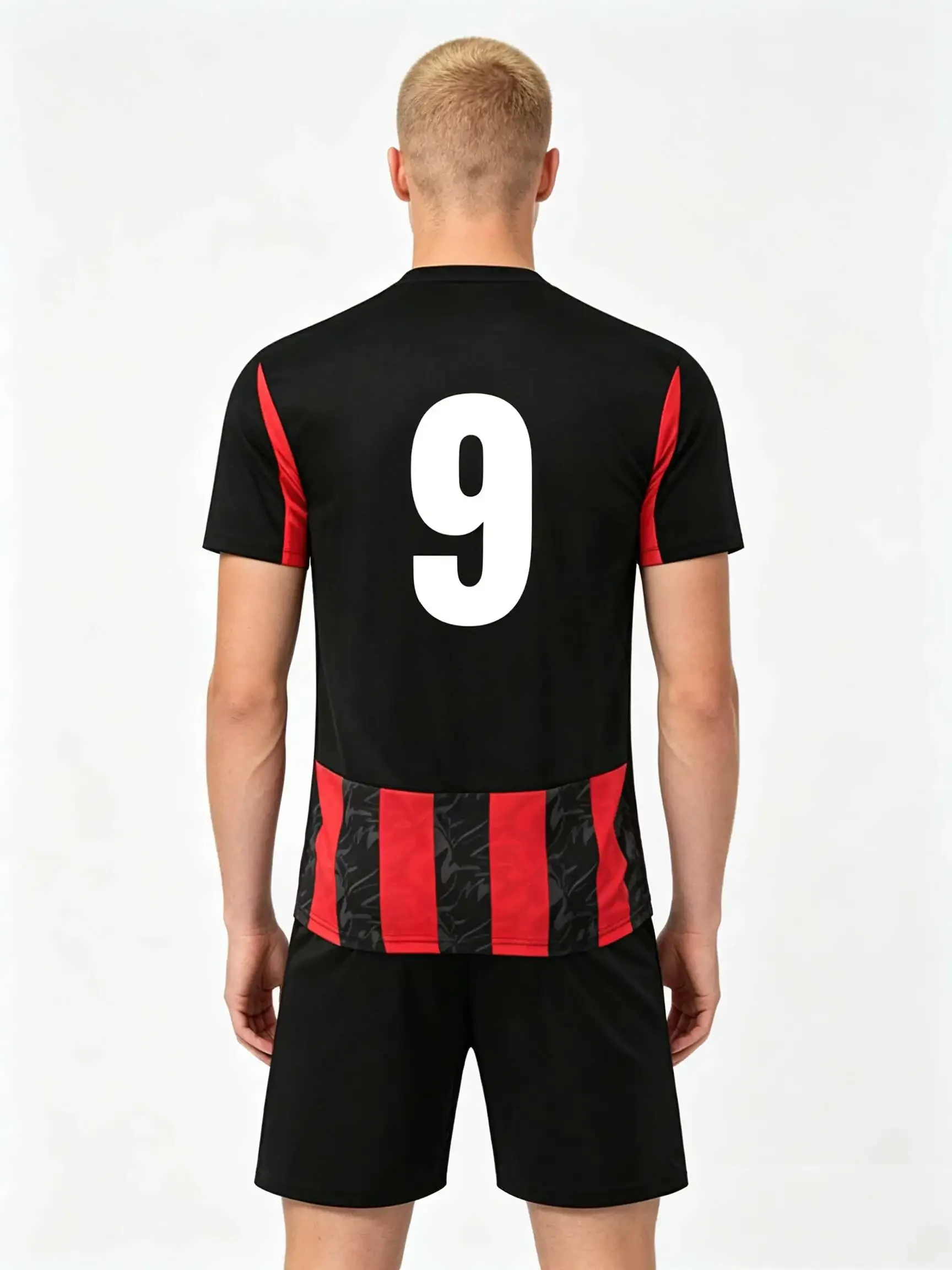 26/27 Unisex Blank Soccer 2‑Piece Set, Kids Adults Parent‑Child Kit, Custom No.9 10 for School Outdoor Team Sports red 10