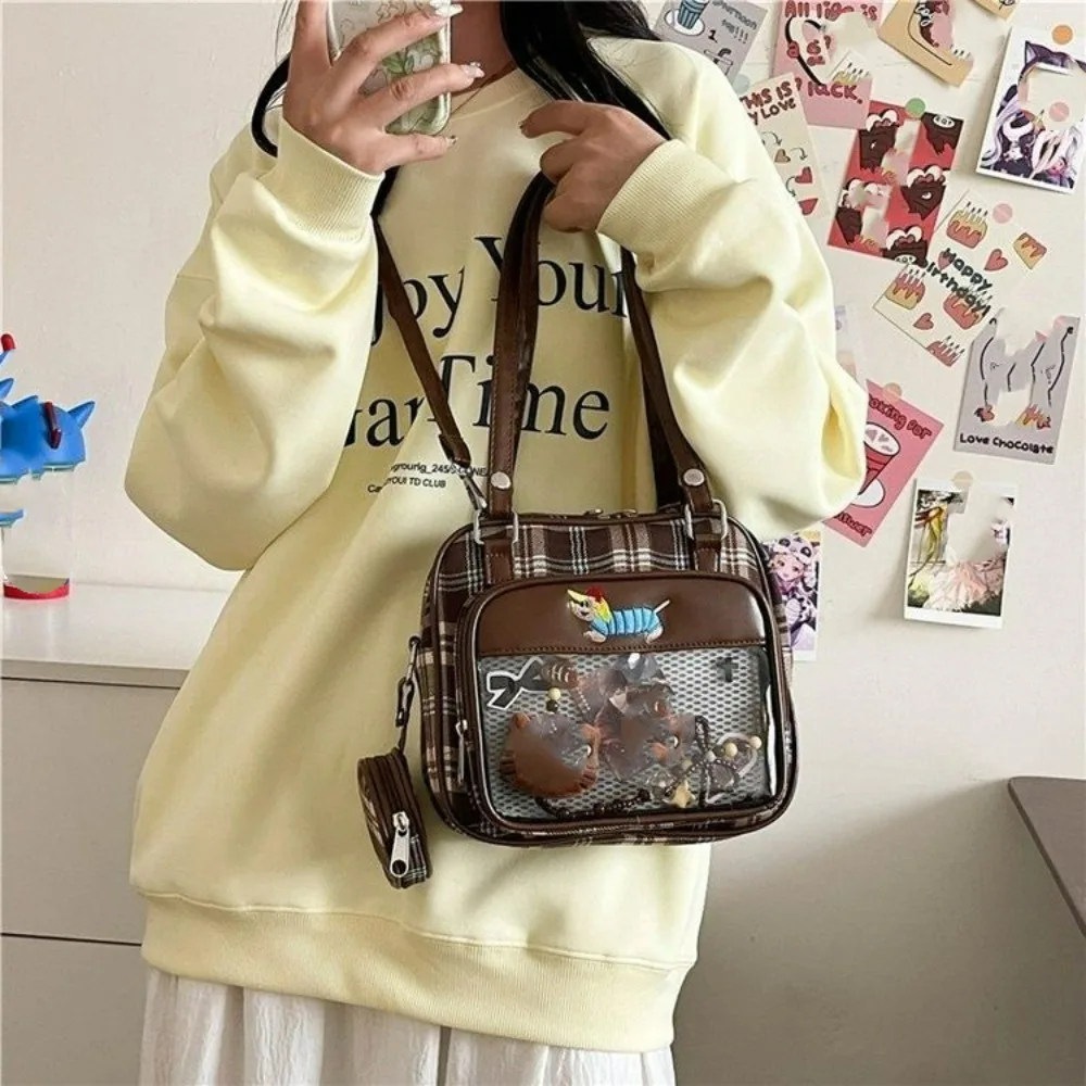 

Милая прозрачная сумка Ita для японских девочек, новая большая вместительная сумка через плечо Y2K, уличная трендовая повседневная сумка Ulzzang