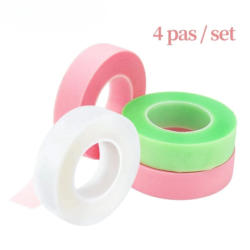 4 rollos de cintas antialérgicas para ojos de PE, cinta de extensión de pestañas para pestañas, tela microporosa transpirable, herramientas de maquillaje de ojos fáciles de rasgar