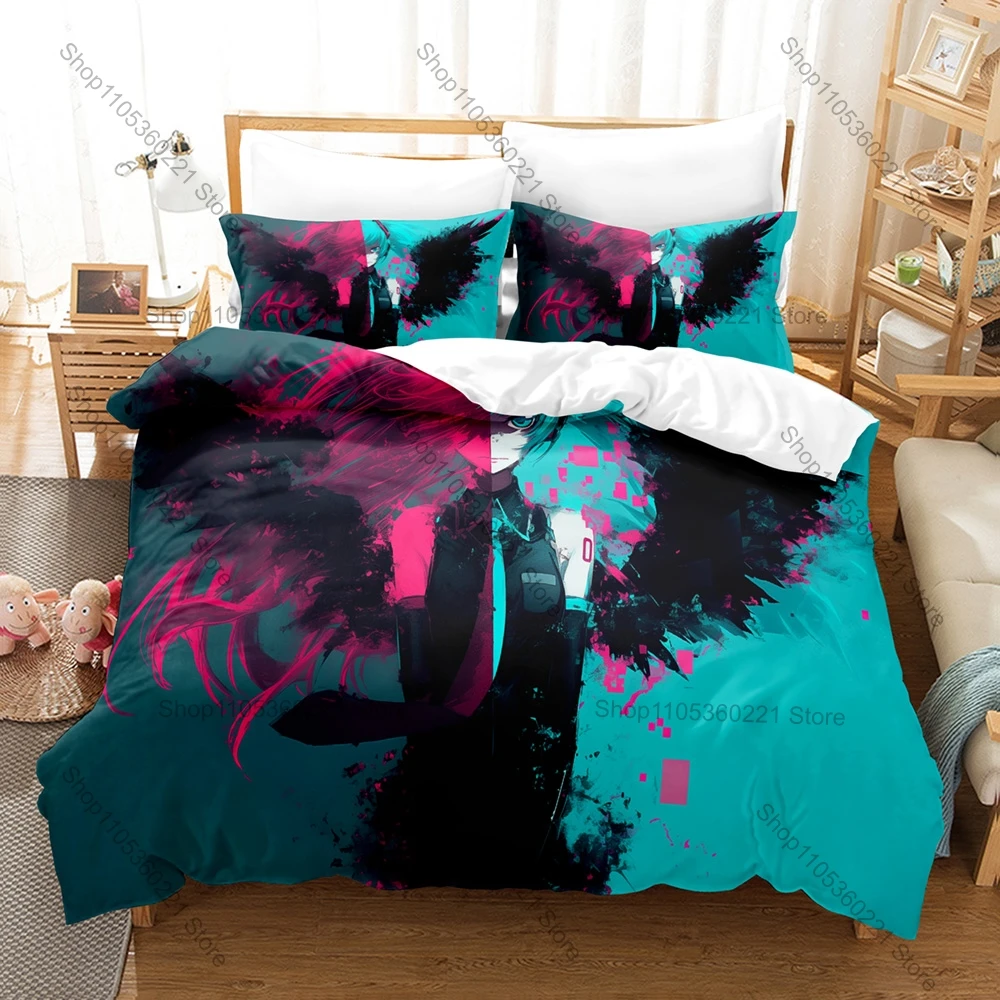 Kasane Teto 3Pcs Bedding Set Anime Printed Duvet Cover Pillowcase Bed Sheet Home Textile Cute Virtual Idol Teens Anime Fan