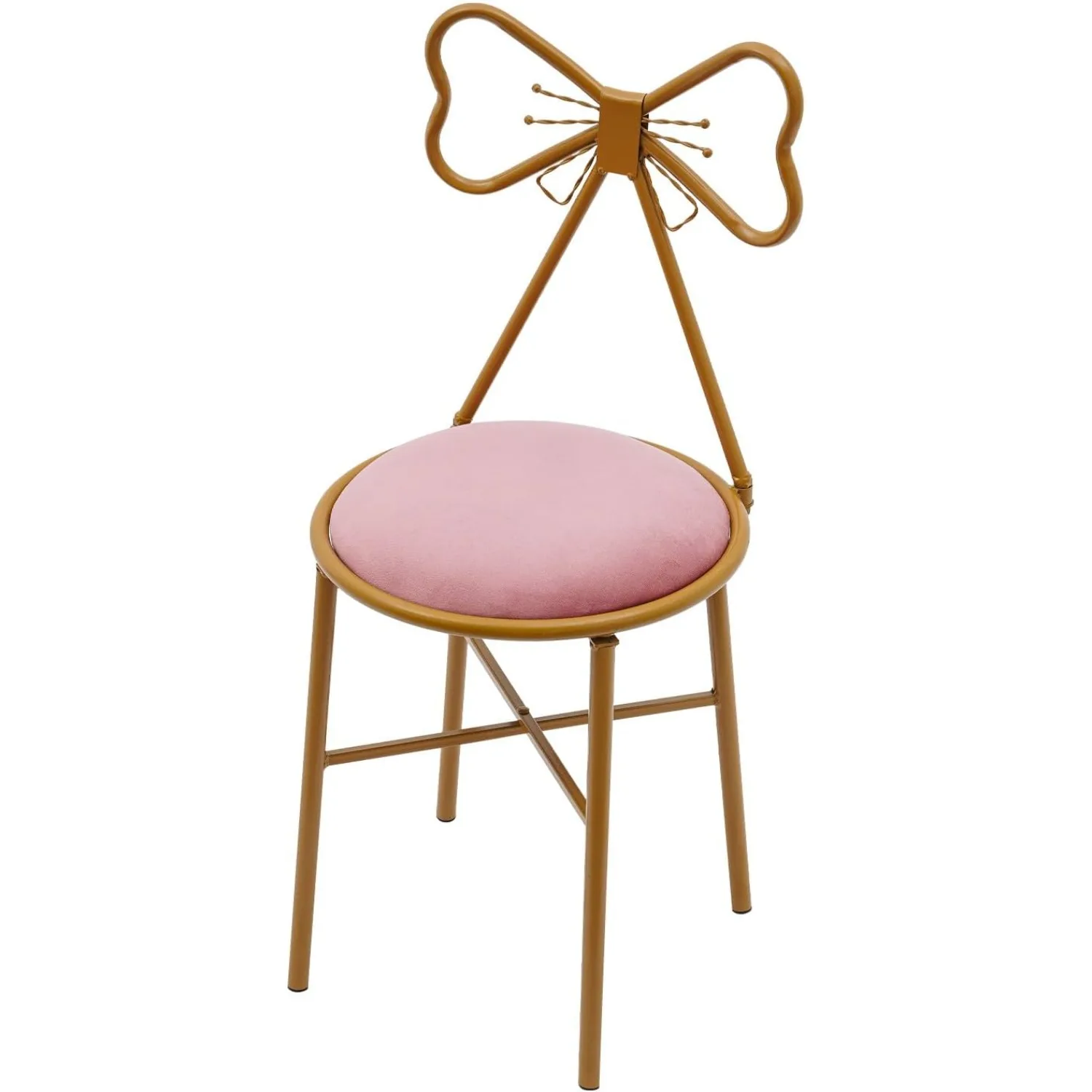 

Vanity Stool, Pink Butterfly Makeup Stool with Bow Knot Backrest, Bedroom/Living Room Decor