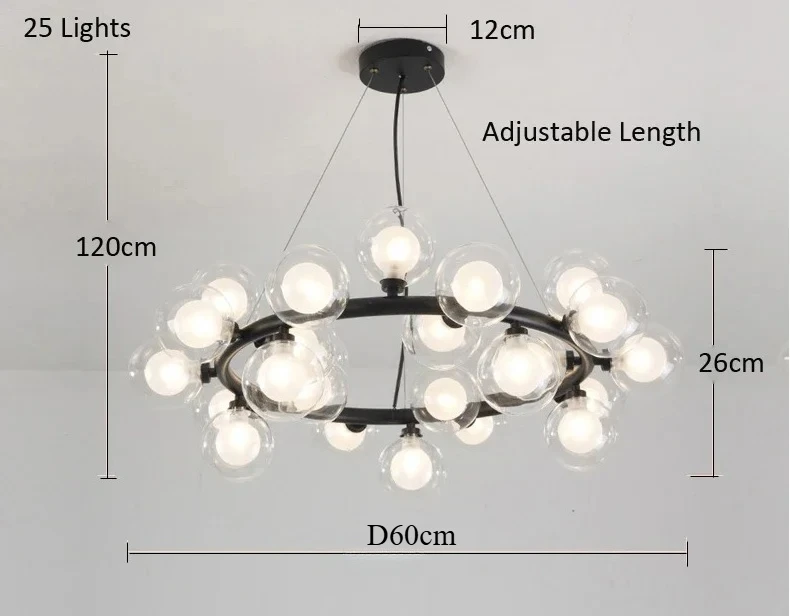 Winfordo Moderne Blase Hängen Kronleuchter Leuchte Glas Ball Anhänger Lampe für Wohnzimmer Schlafzimmer Esszimmer Küche Home Decor 8