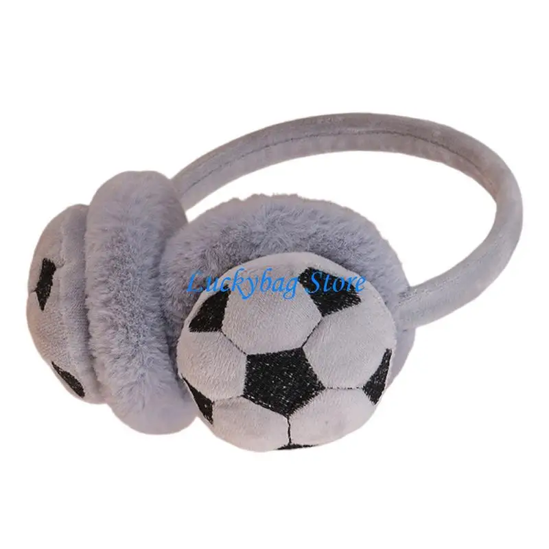 

X7XE Soccer Pattern Ear Muffs Warm Plush Winter Outdoor Sports Earmuffs Unisex