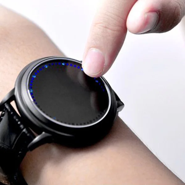 

Touch Screen LED Watch PU Band Black Color Round Dial Quartz Everyday Use Smartwatch CR2016 Energy Saving Stylish Trendy