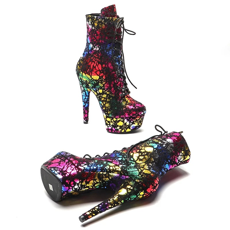 Leecabe 15CM/6inches Suede colorful  fashion for lady  High Heel platform stripper heel Boots  Pole Dance boot