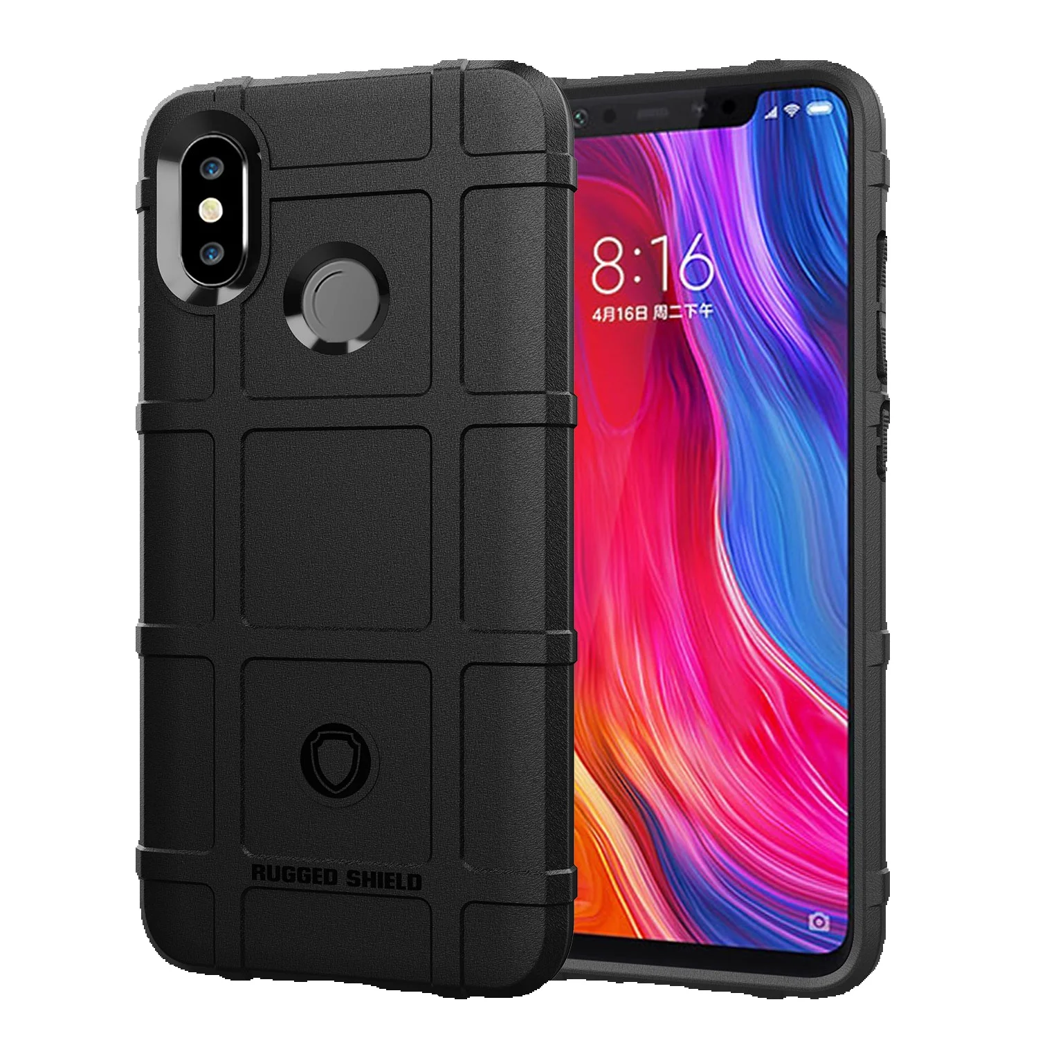 Shield Shockproof Case Xiaomi Mi8 Lite Anti-Slip Grid Silicone Cover For 8se Mi 8 Mi 8lite Armor Rubber Back Cases