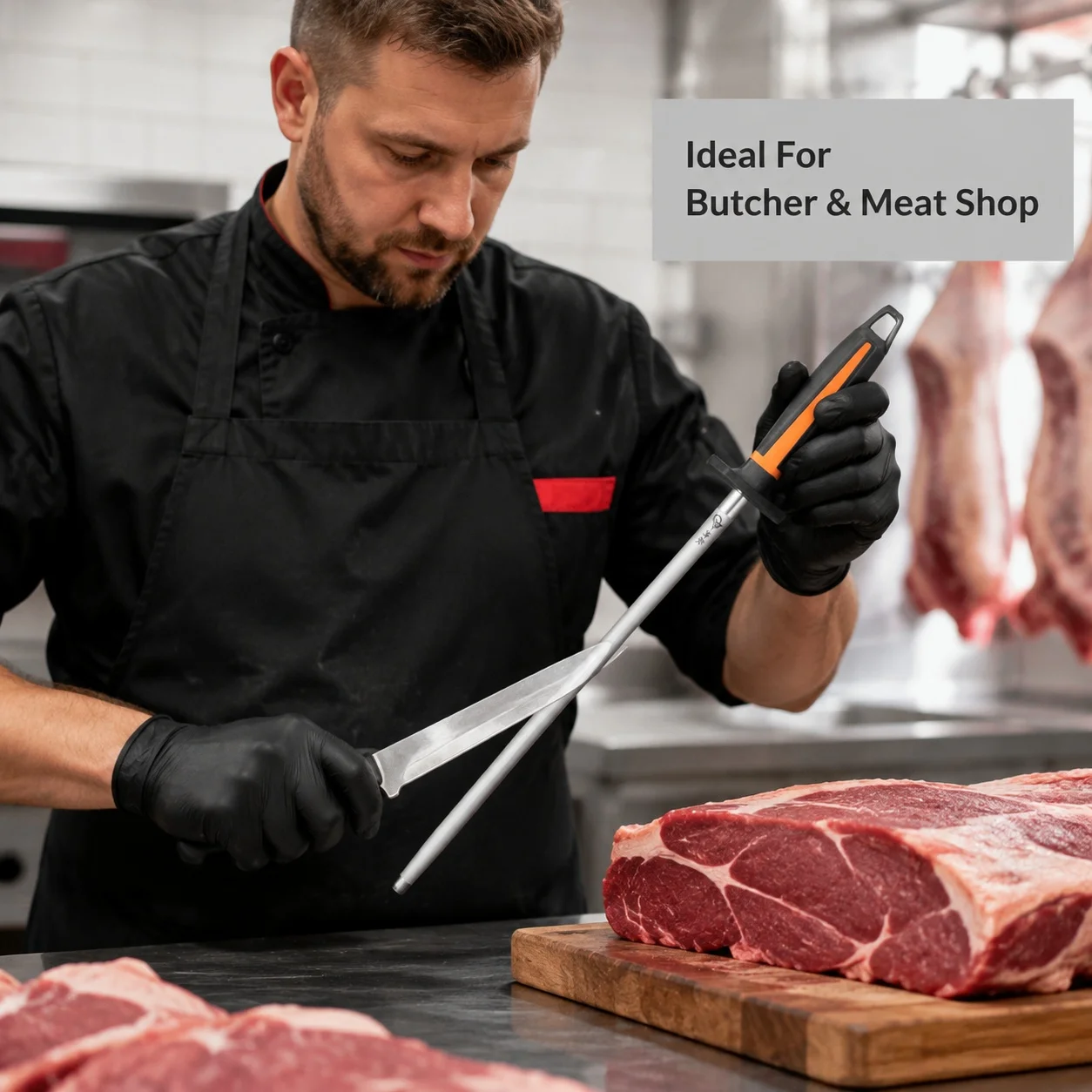 Professional Sharpening Stick - High Efficiency Knife Sharpener For Kitchen & Slaughterhouse Use, Fast Home Sharpening Tool