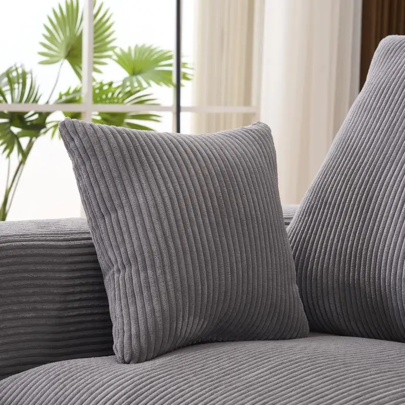 113-дюймовый U-образный модульный серый диван-облако для гостиной, сборка не требуется, вельветовый мягкий диван-кровать с