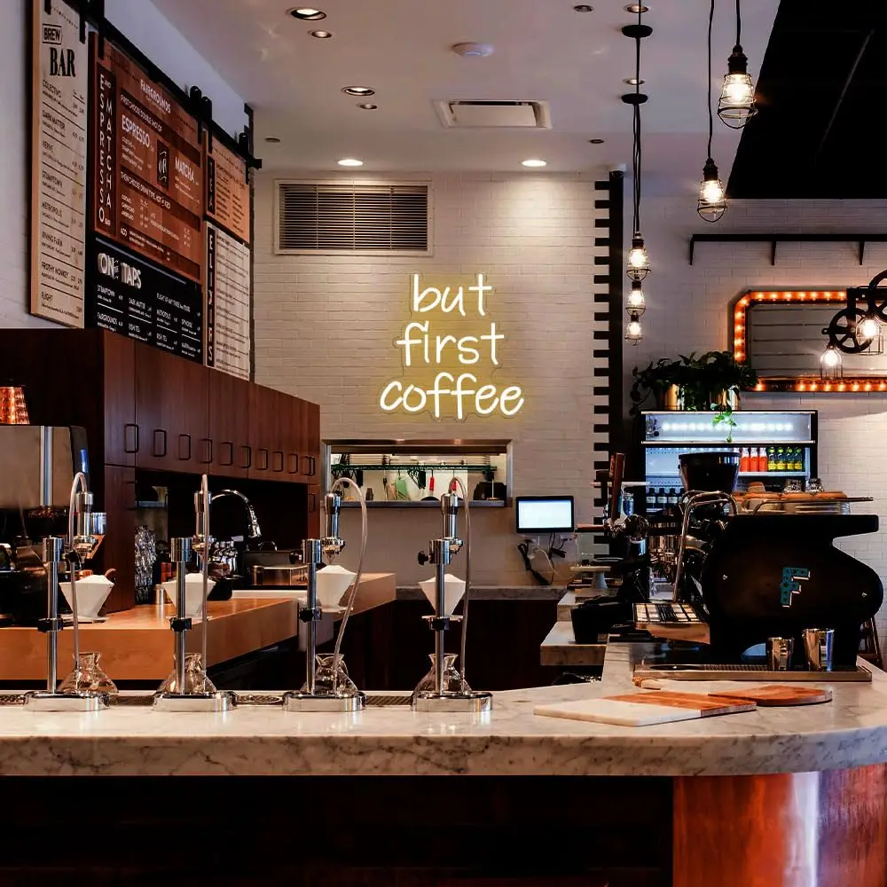But First Coffee Neon Sign Coffee Bar Neon Sign Led Coffee Accessories  Light Up for Wall Decor Coffee Shop For Wall Decor