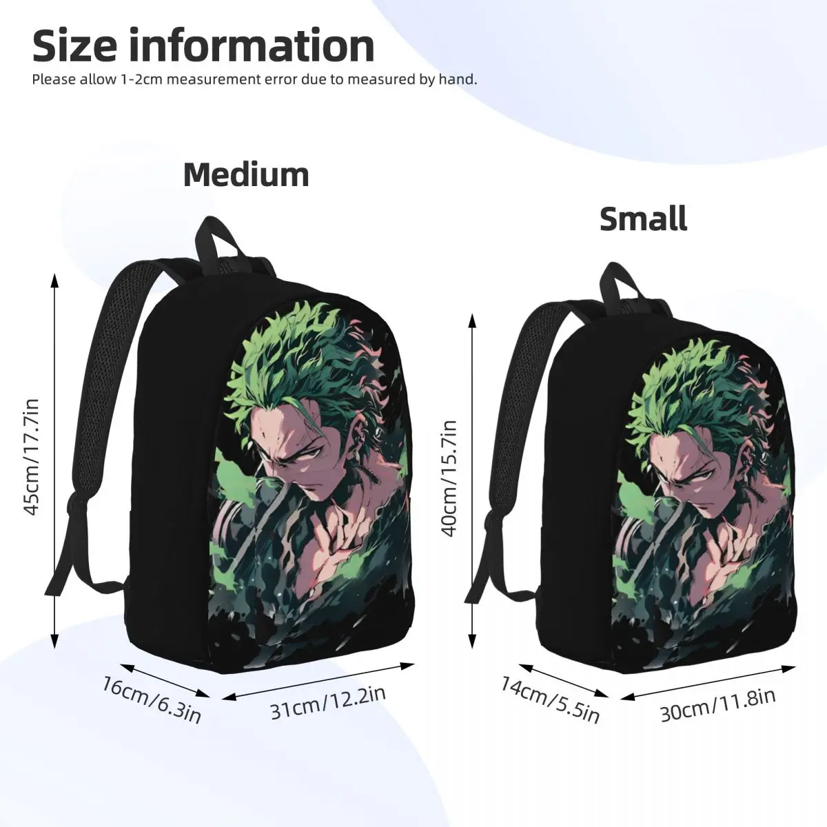 Roronoa Zoro-Mochila deportiva para hombre y mujer, bolsa de lona para ordenador portátil, de Anime, Manga, para negocios