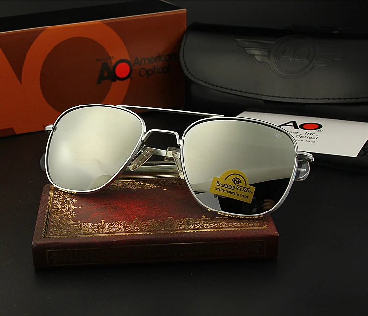 AO Sonnenbrille Mann USA Armee Militär Luftfahrt Pilot Sonnenbrille Glaslinse Frau Luxusmarke Retro Titan Rahmen Hohe Qualität – Detail 16