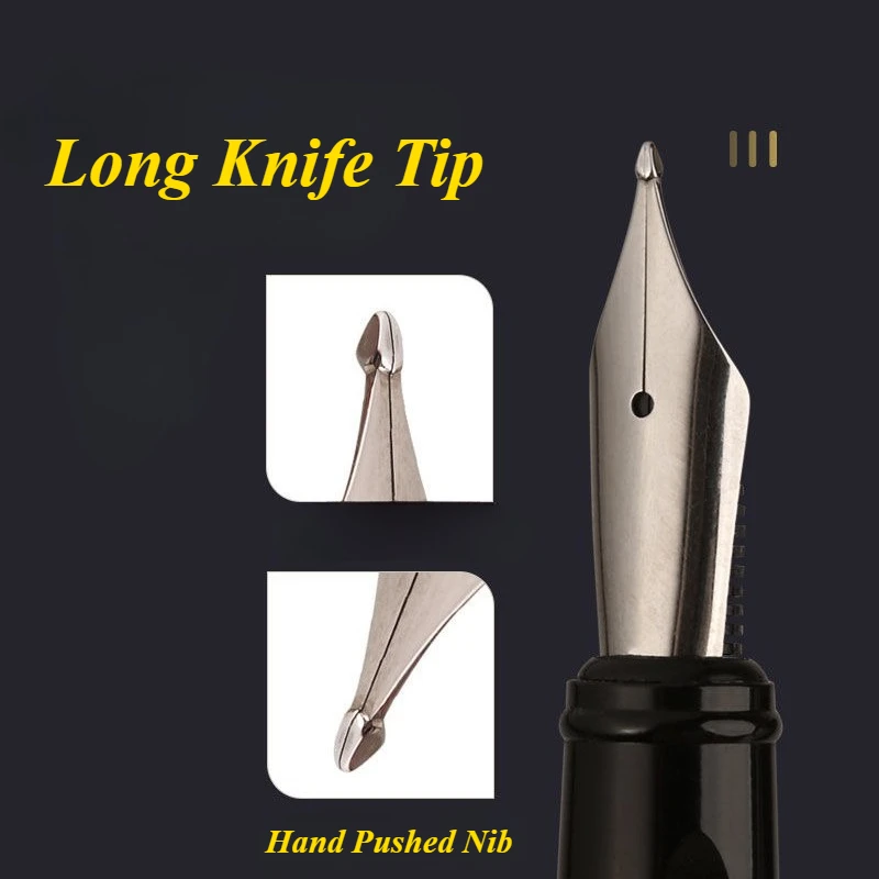 No.6 Long Knife Tip Fountain Pens Luxury Blade Nib M B 1.0mm Calligraphy Pen #6 Modern Design for Professionals Cute Design Gift