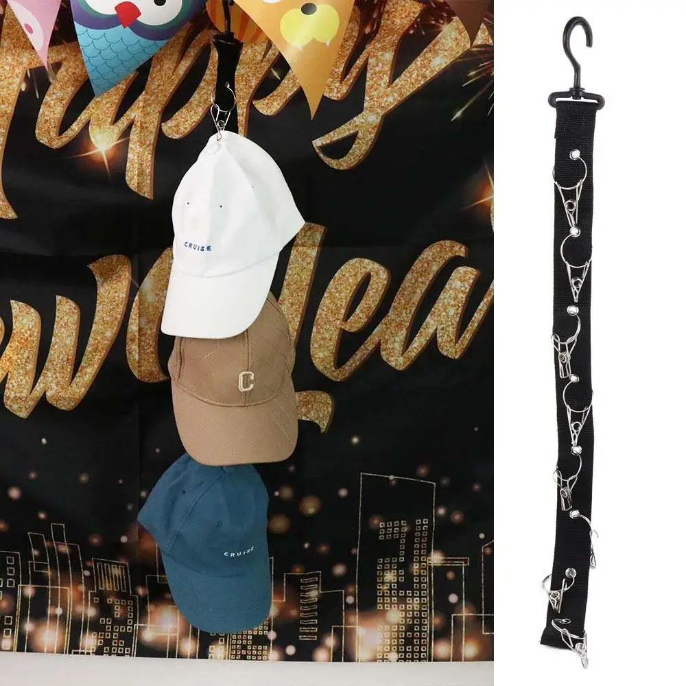 Siyah Şapka Depolama Rafı 8 Klipsli Asılı Yumruk Ücretsiz Dolap Şapka Askıları Yerden Tasarruflu Ağır Kapaklar Dikey Raf Rafı Ev