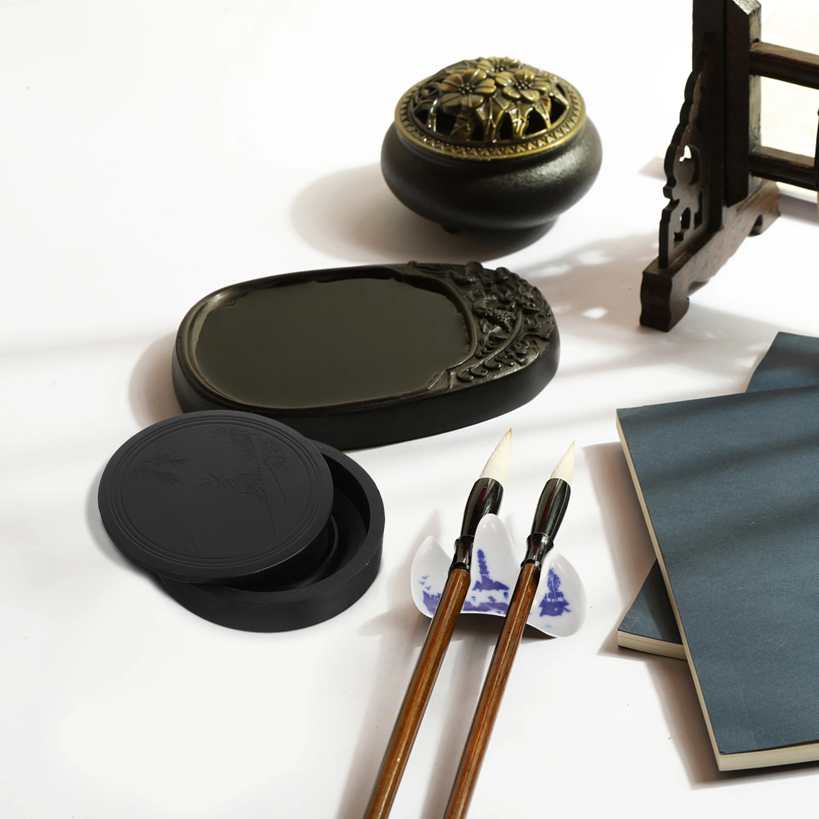 

Calligraphy Ink Stone Lid Chinese Writing Instrument Chinese Cover Writing Dish Tool Elegant Durable Japanese Box Design