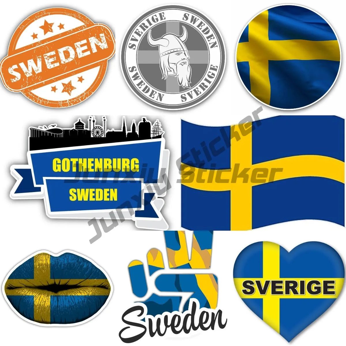 

I Love Sweden Flag Creative Motorcycle Car Stickers Funny Cover Scratches Stickers for Cars Bumper Window Windshield