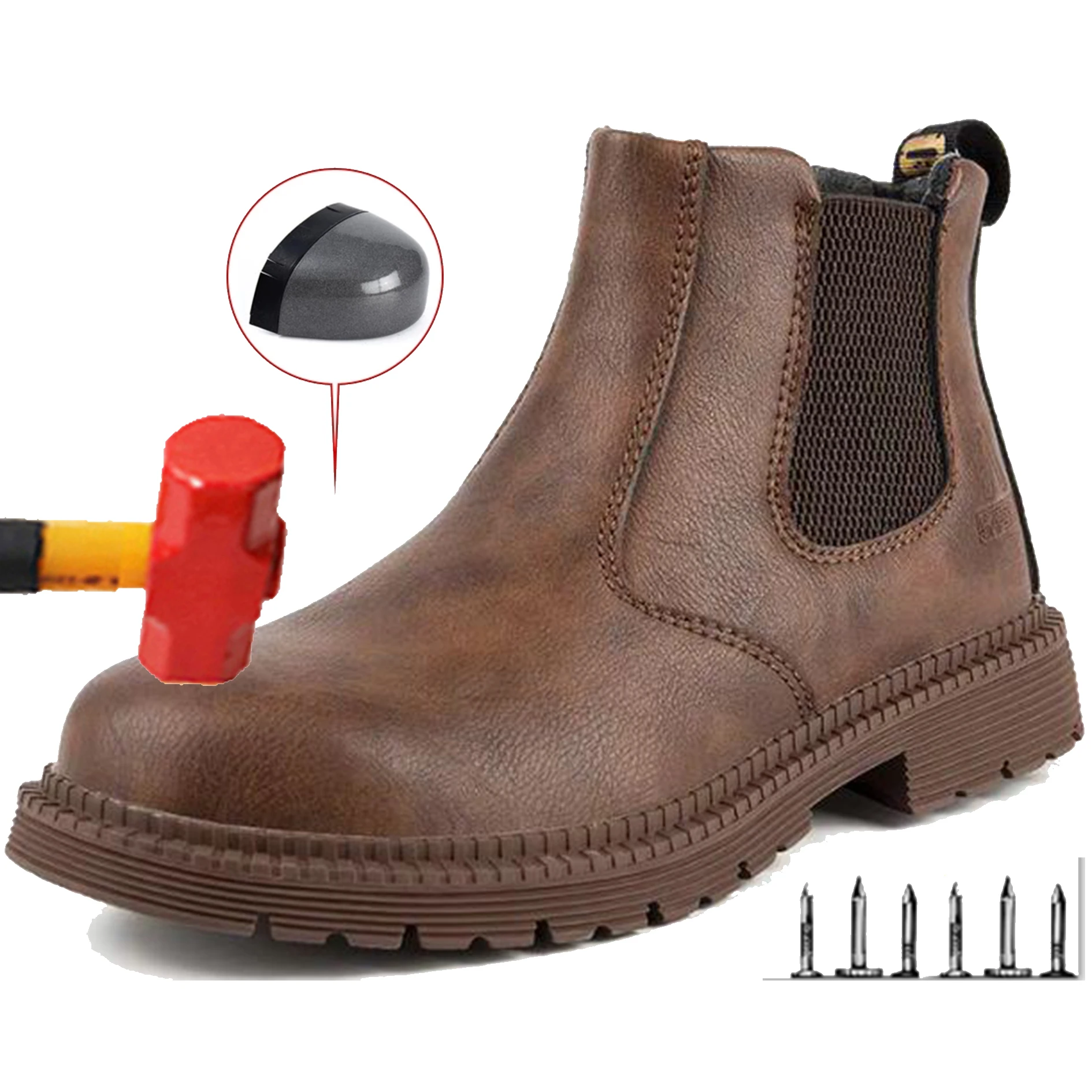 New Fashion Waterproof Men's Safety Work Boots Steel Toe Shoes Anti Impact And Anti-Puncture  Protective Boots winter Industrial