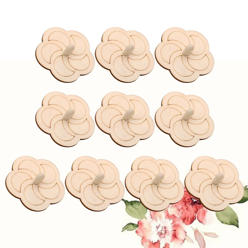 10Pcs Wooden Unfinished DIY Spinning Tops Creative Kids Painting Educational Gyroscope Game Unfinished Top