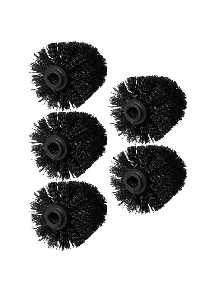 Têtes de rechange pour brosse de toilette, 5 pièces, accessoires de nettoyage noirs pour la maison, poils fermes en plastique, Solution efficace