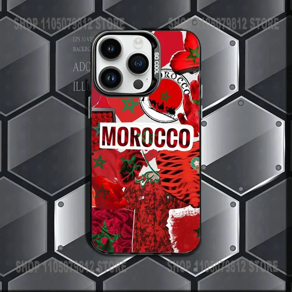 Morocco Flag Phone Case For iPhone 16,15,14,13,12,11,Mini,Pro,E,MAX Black Candy Matte Shockproof Cover