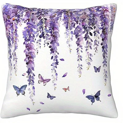 Home Decor Lavender, Bicycle & Basket Decorative Pillows Pattern Cushion Cover Suitable for Sofa Bedroom Car Pillow Cover