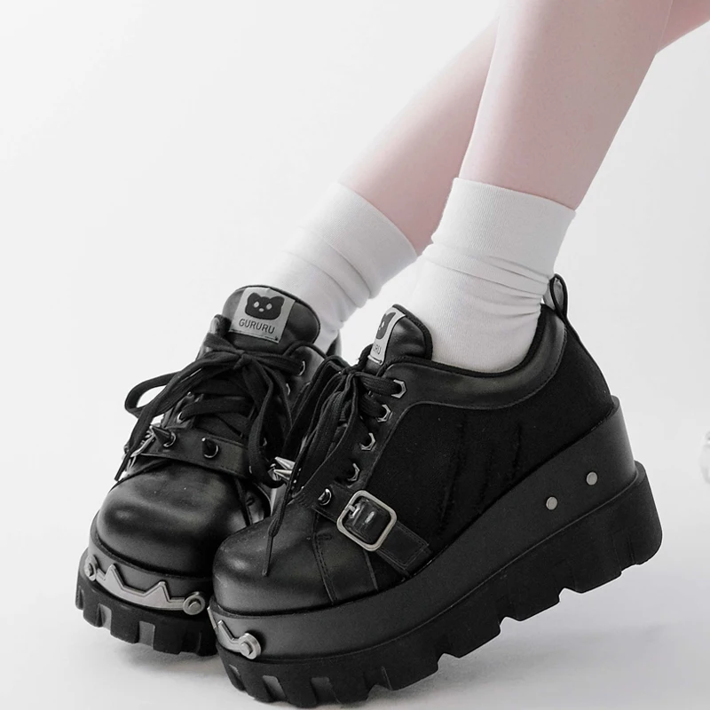 Ghost Claw Trap Gururu Original Punk Y2k Subcultural Rivet Versatile Thick Soled Shoes Japanese Lolita Girls Single Shoes