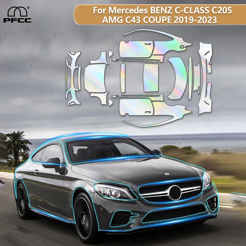 

For Mercedes BENZ C-CLASS C205 AMG C43 COUPE 2019-2023 Pre-cut Protection Film TPU Car Body Transparent Covers PPF Anti-Scratch