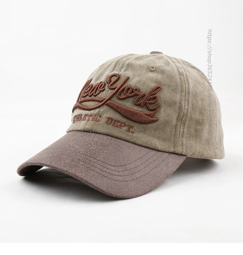Three-Dimensional Letters Embroidery Stitching Two-Color Peaked Cap Versatile American Casual Baseball Hat Retro Men
