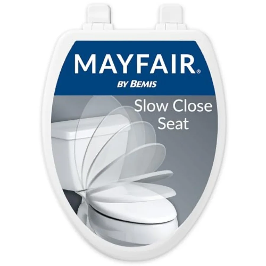 

Linden Slow Close Toilet Seat, Non Slip Heavy Duty Wood, Easy Install,,White