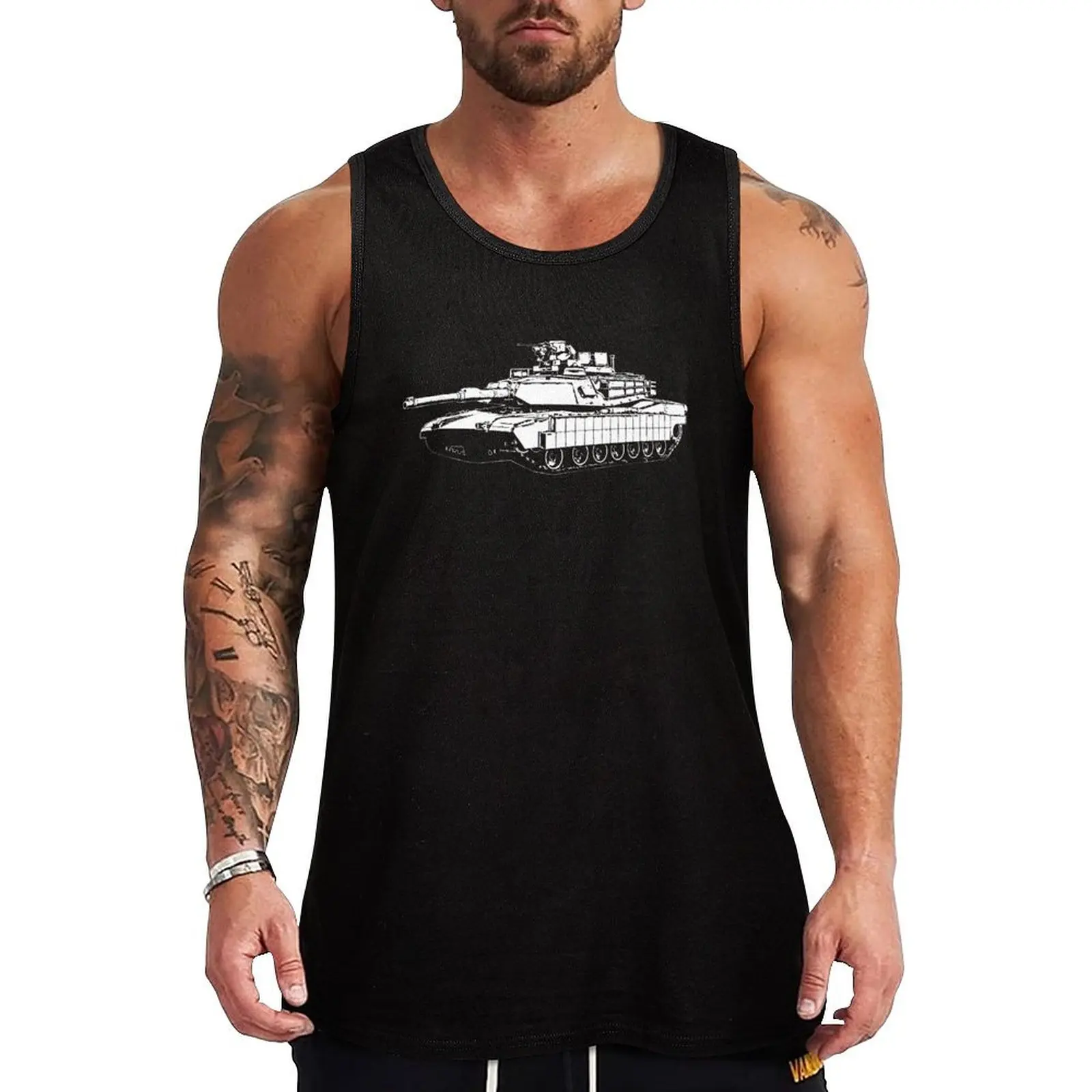 

M1A2 Abrams Tank Top plain t-shirt sleeveless shirt man