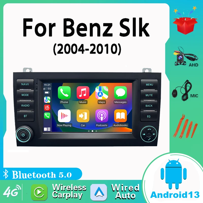 Car Radio for Benz SLK 2004-2010 Multimedia Player CarPlay Android13 Auto IPS Screen GPS Bluetooth WIFI FM RDS 7inch IPS