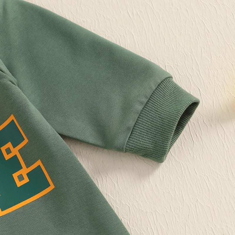 بدلة رومبير أنيقة للأولاد الرضع بأكمام طويلة ورقبة دائرية مع حروف مطبوعة، ملابس كاجوال مريحة للخريف #3