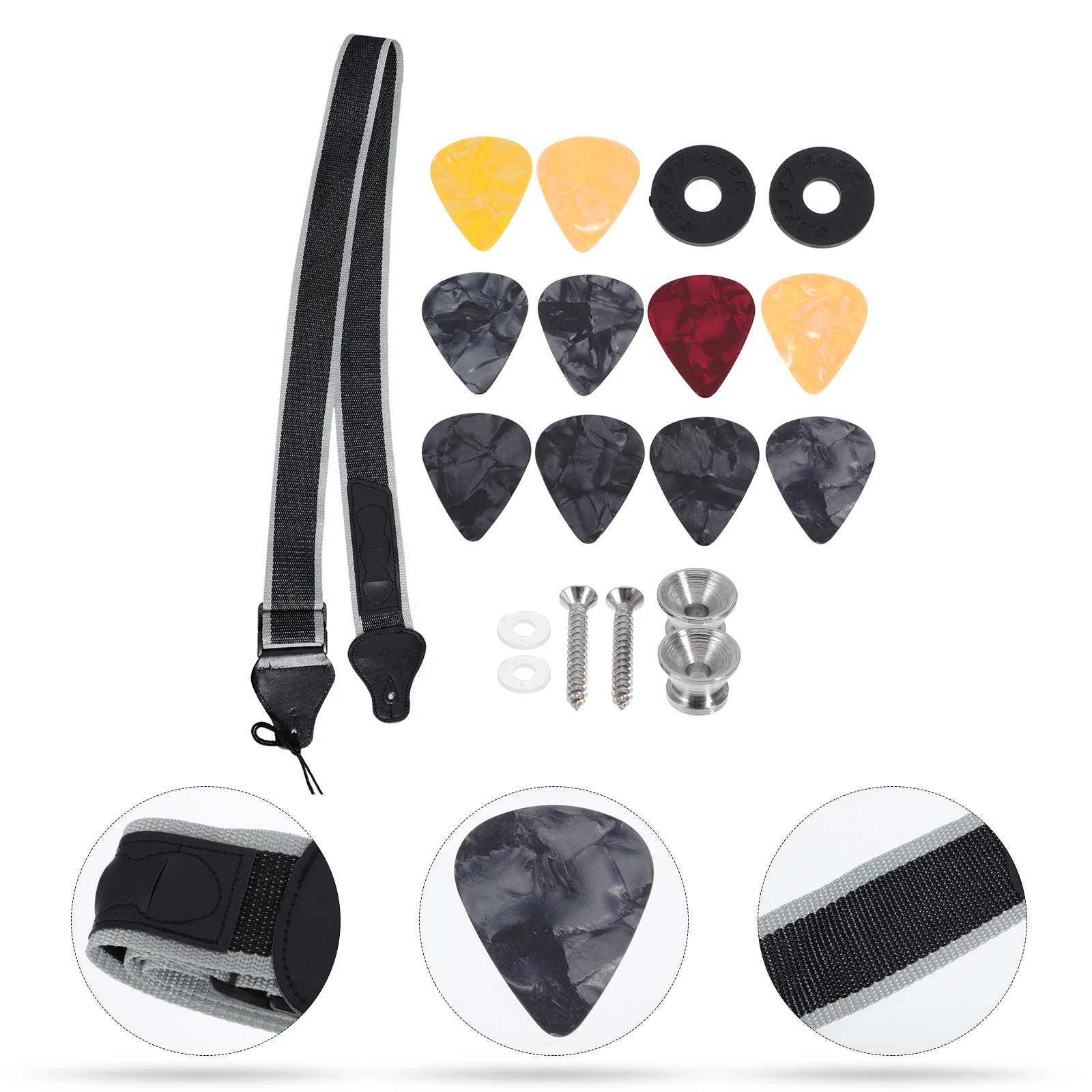 

Electric Guitar Strap Pick Adjustable Button Universal Belt Neck End for Flat Head