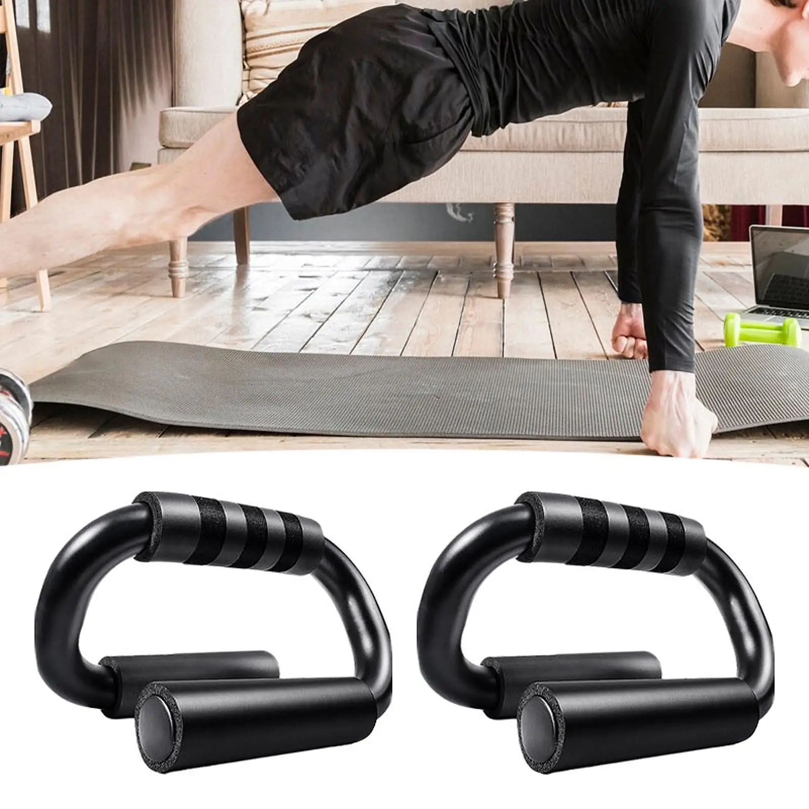 2Pcs Pushup Handles Anti Slid Sturdy Foam Grips for Gym Exercise Men Women