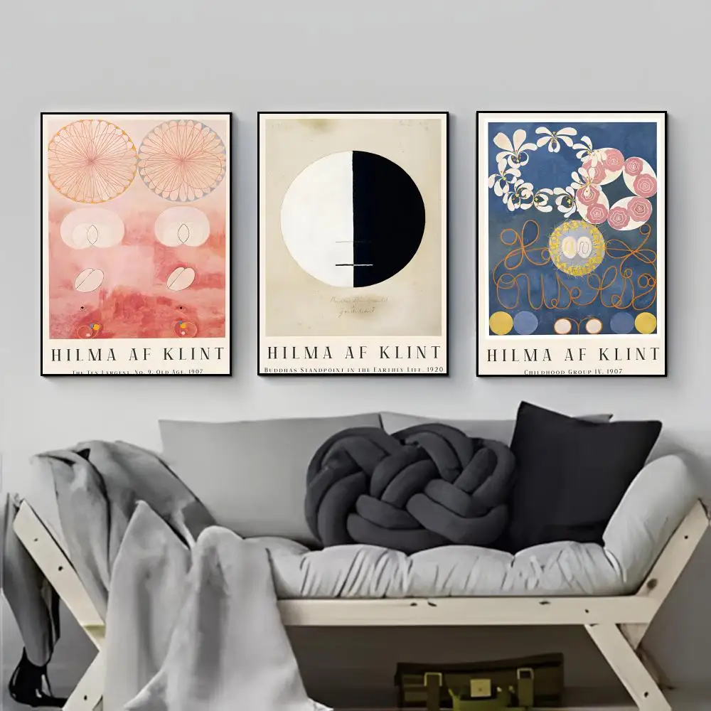 Western Abstract Art H-Hilma af K-Klint-Famous Poster Poster HD  Waterproof Wall Sticker Bar Living Room Decor Gift