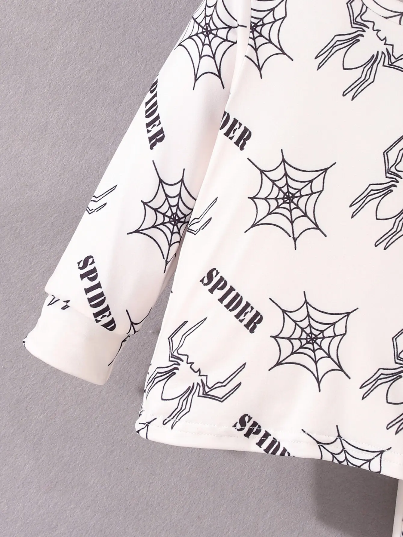 2piece Autumn Baby Boy Casual Comfort Simple Long Sleeve Trousers Loose Pajamas Set Spider Web Cartoon Print Full Print Cute Set