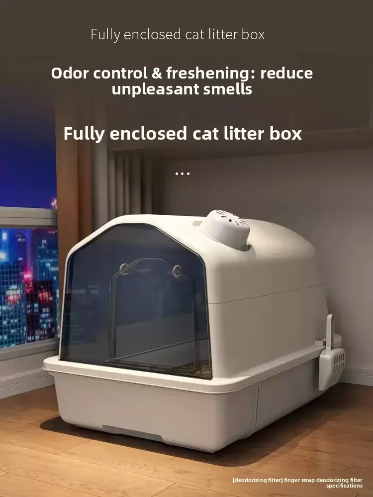 Cat litter box odor-proof fully enclosed extra-large cat toilet splash-proof